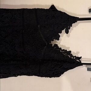 Boohoo Black Floral Lace Paneled Open Back Midi Dress